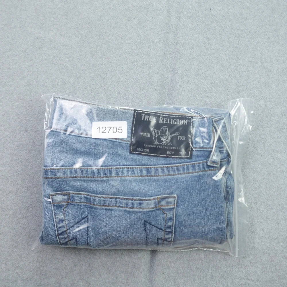 True Religion Jeans Mens 40 Blue Distressed Rocco Relaxed Skinny Pony Express
